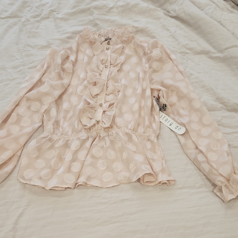 Story On Pink Ruffled Blouse S